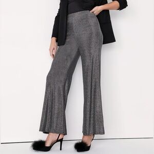 New Lulu’s Follow the Festivities Silver Wide-Leg High-Waisted Pants | Size XS